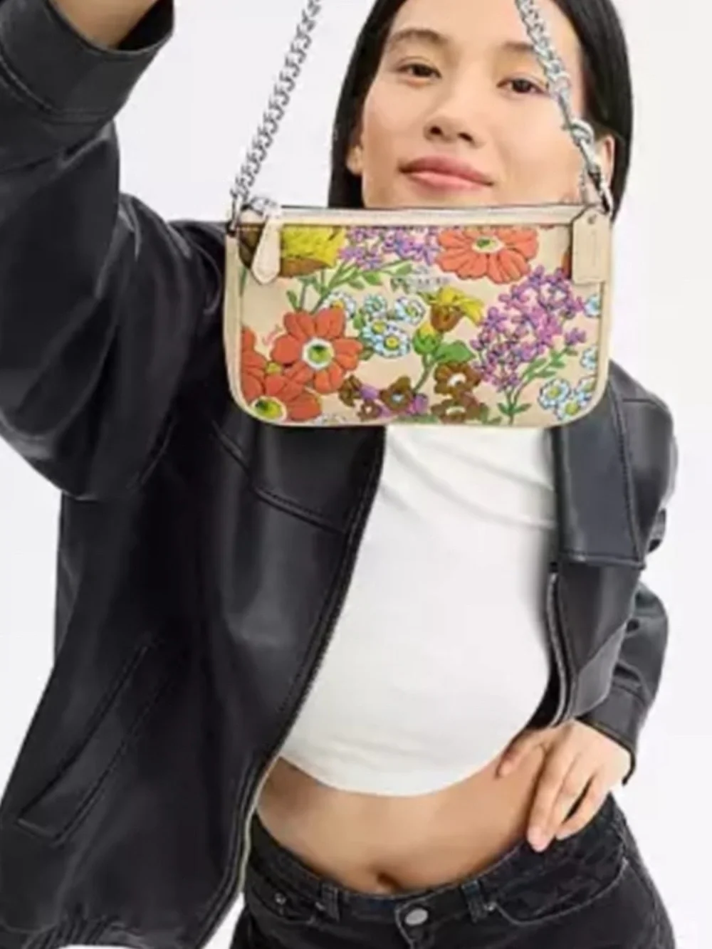 Coach Nolita 19  Floral Print Leather Mini Shoulder Bag Purse Style CR365